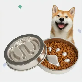 Ergonomic Stainless Steel Slow Feeder Bowl for Pets