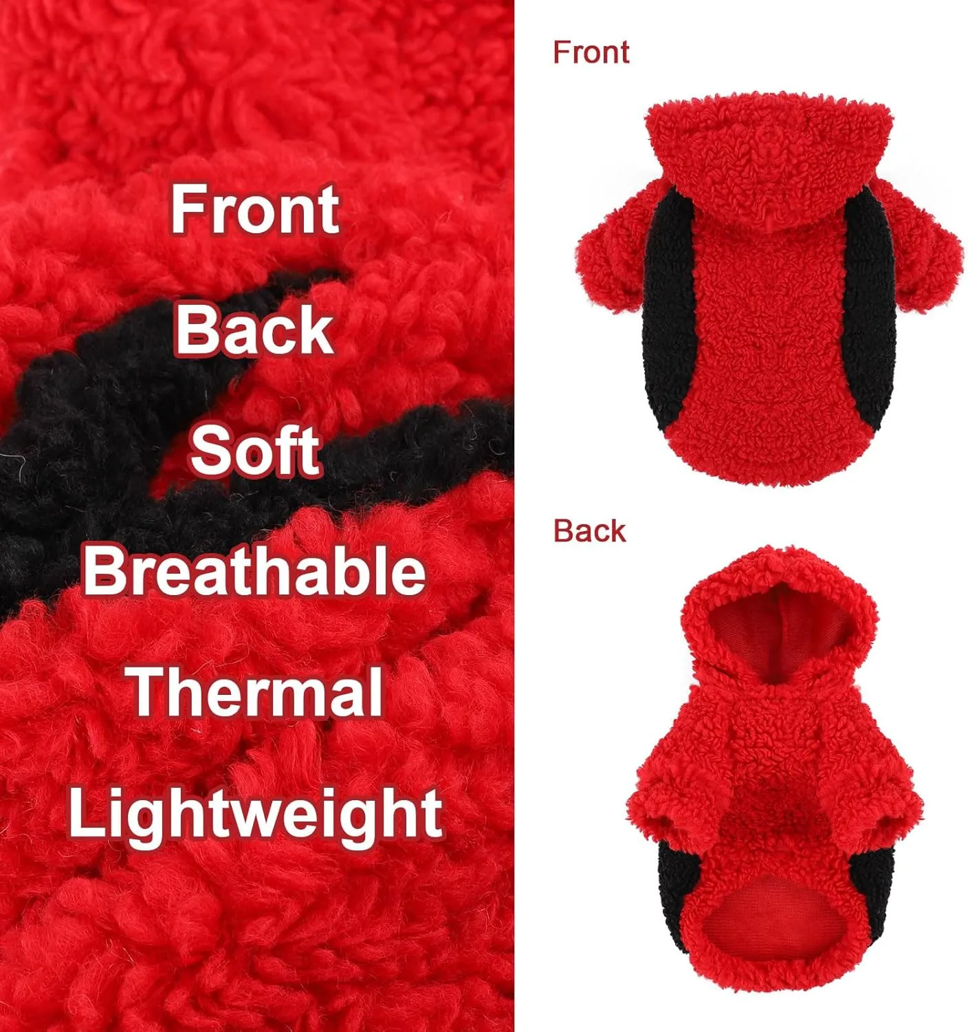 Fleece Dog Sweater, Winter Warm Smll Dog Clothes for Girls Boy, Puppy Hoodie Pullover Pet Clothes for Cat Puppy Chihuahua(Red, XXS)