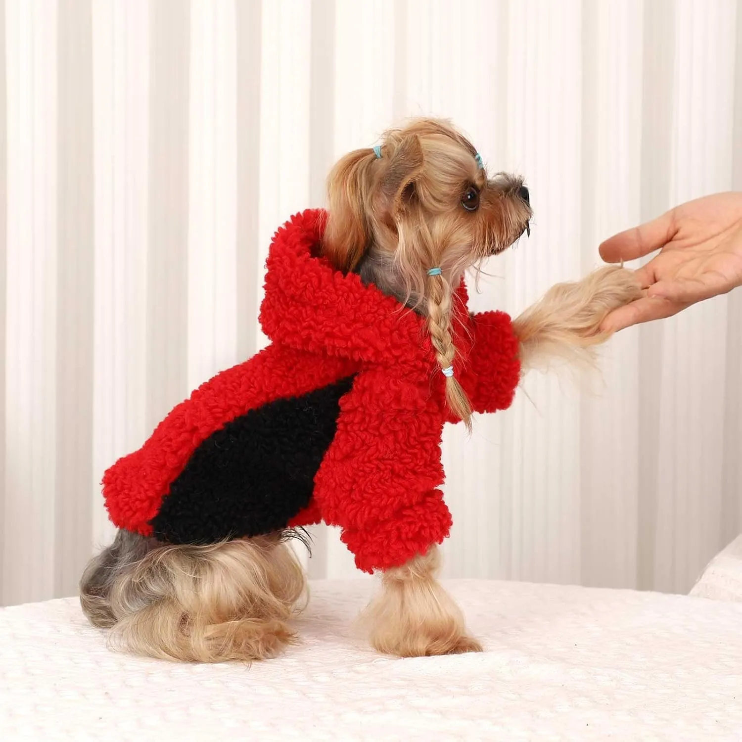 Fleece Dog Sweater, Winter Warm Smll Dog Clothes for Girls Boy, Puppy Hoodie Pullover Pet Clothes for Cat Puppy Chihuahua(Red, XXS)