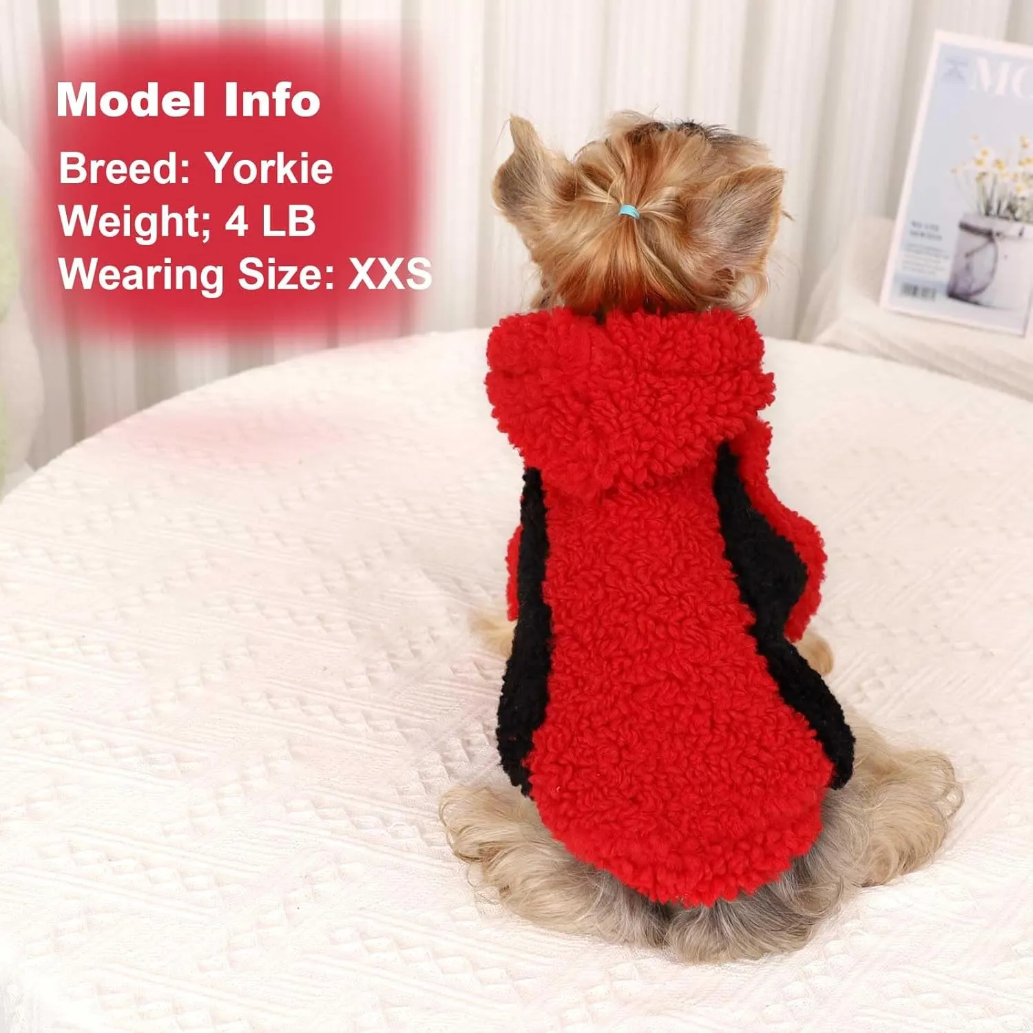Fleece Dog Sweater, Winter Warm Smll Dog Clothes for Girls Boy, Puppy Hoodie Pullover Pet Clothes for Cat Puppy Chihuahua(Red, XXS)