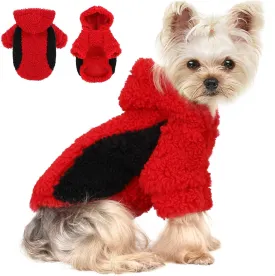Fleece Dog Sweater, Winter Warm Smll Dog Clothes for Girls Boy, Puppy Hoodie Pullover Pet Clothes for Cat Puppy Chihuahua(Red, XXS)