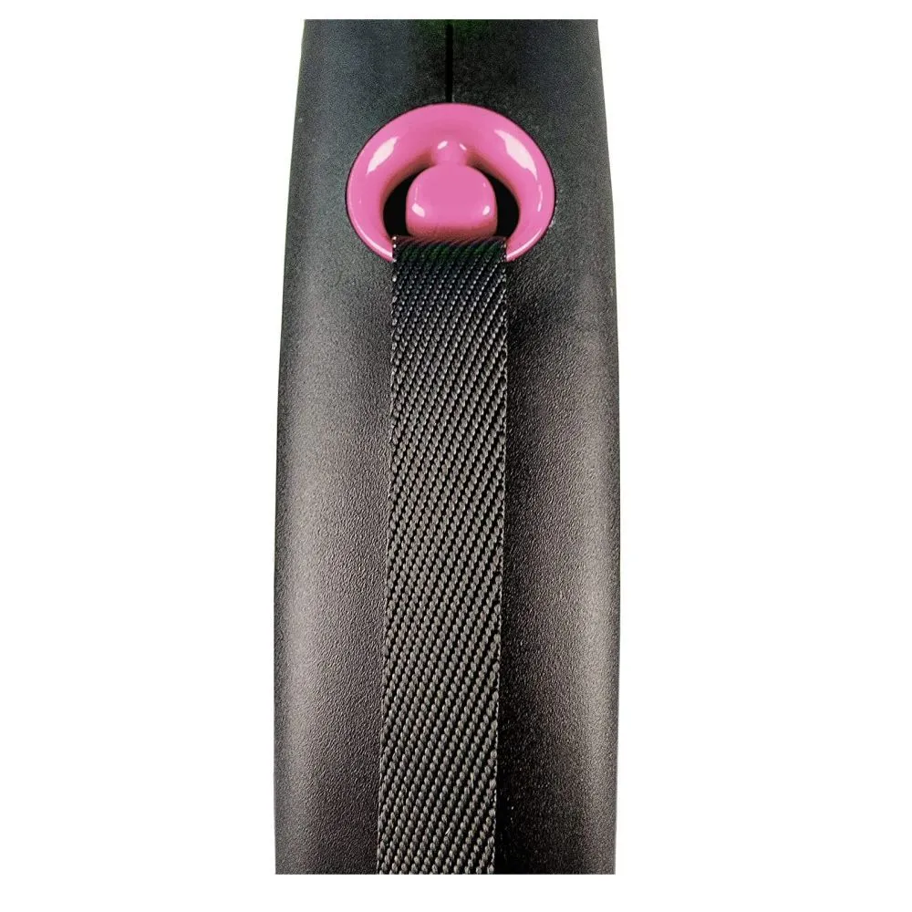 Flexi 5m Large Black Design wth Pink Tape Retractable Dog Lead