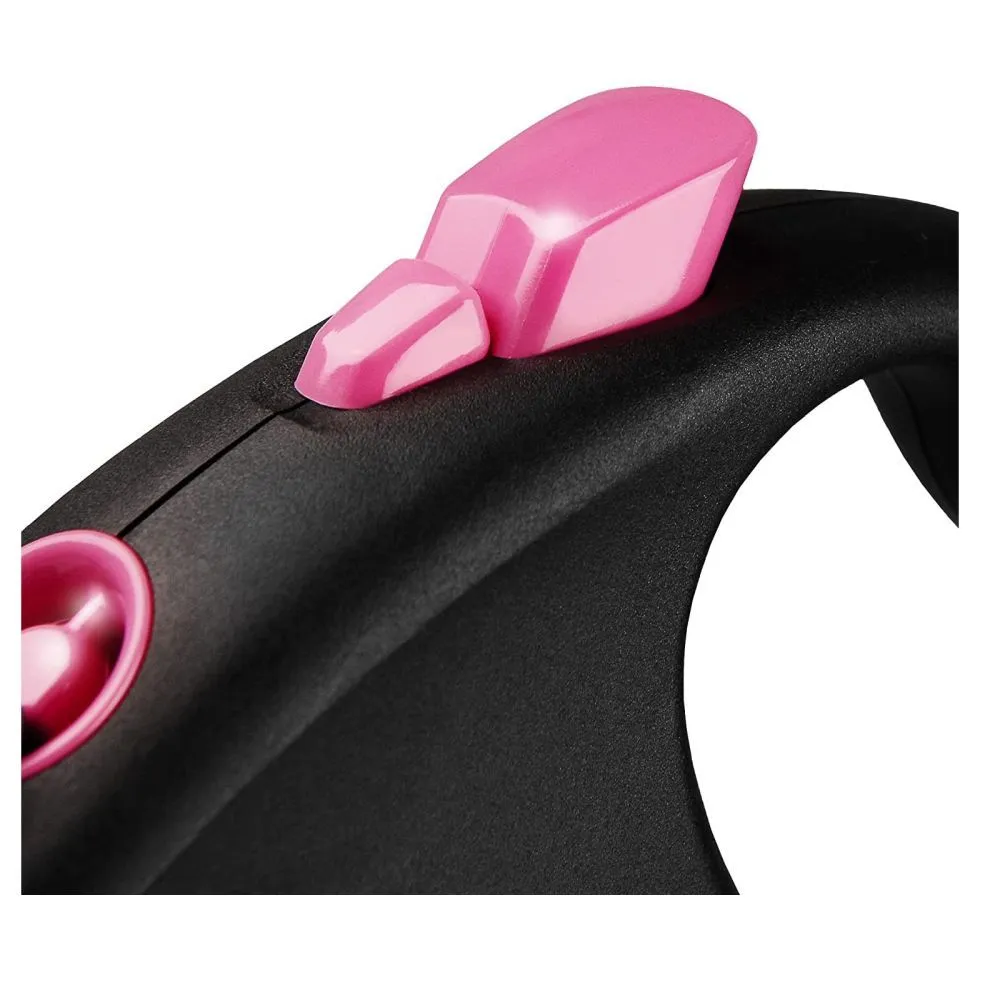 Flexi 5m Large Black Design wth Pink Tape Retractable Dog Lead