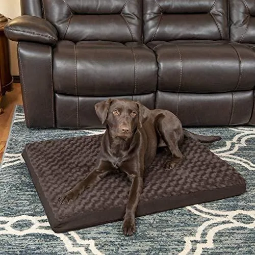 FurHaven Pet Dog Bed | Deluxe Orthopedic Ultra Plush Mattress Pet Bed for Dogs & Cats, Chocolate, Large