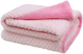 furrybaby Premium Fluffy Fleece Dog Blanket Soft and Warm Reversible Flannel Pet Blanket for Dogs 24x32inch Washable Indoor Cats Blankets for Cozy Comfy Nap(Pink)