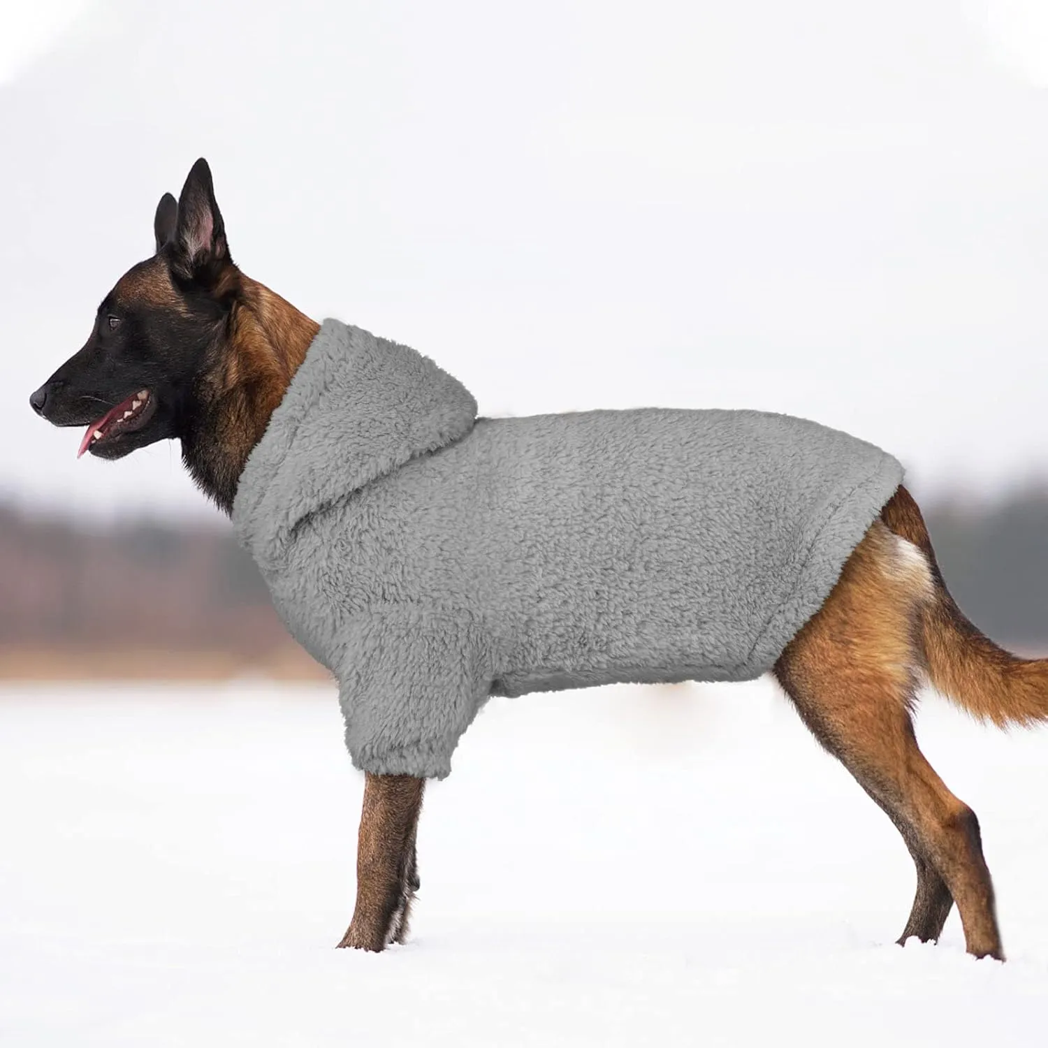 Fuzzy Dog Hoodie Dog Sweater Pet Clothes Warm Soft Coats Hooded Sweatshirt Fleece Pet Hoodies for Large Dogs Sweaters for Extra Large Dogs(Grey-XL)