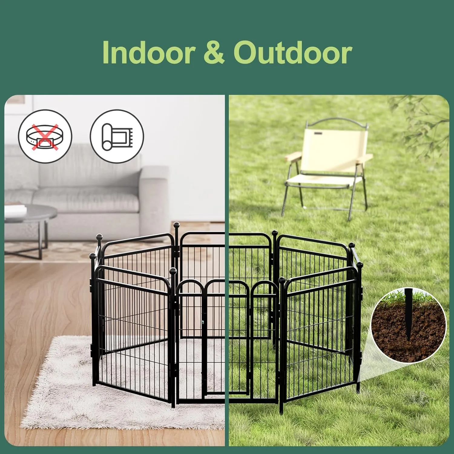 Gardner Pet Dog Playpens, 32" H 8 Panels Dog Pen Outdoor/Indoor Dog Fence Exercise Pen for Small/Medium/Large Dogs, Foldable Pet Play Yard Gate with Gravity Automatic Lock, Pet Playpen, Black