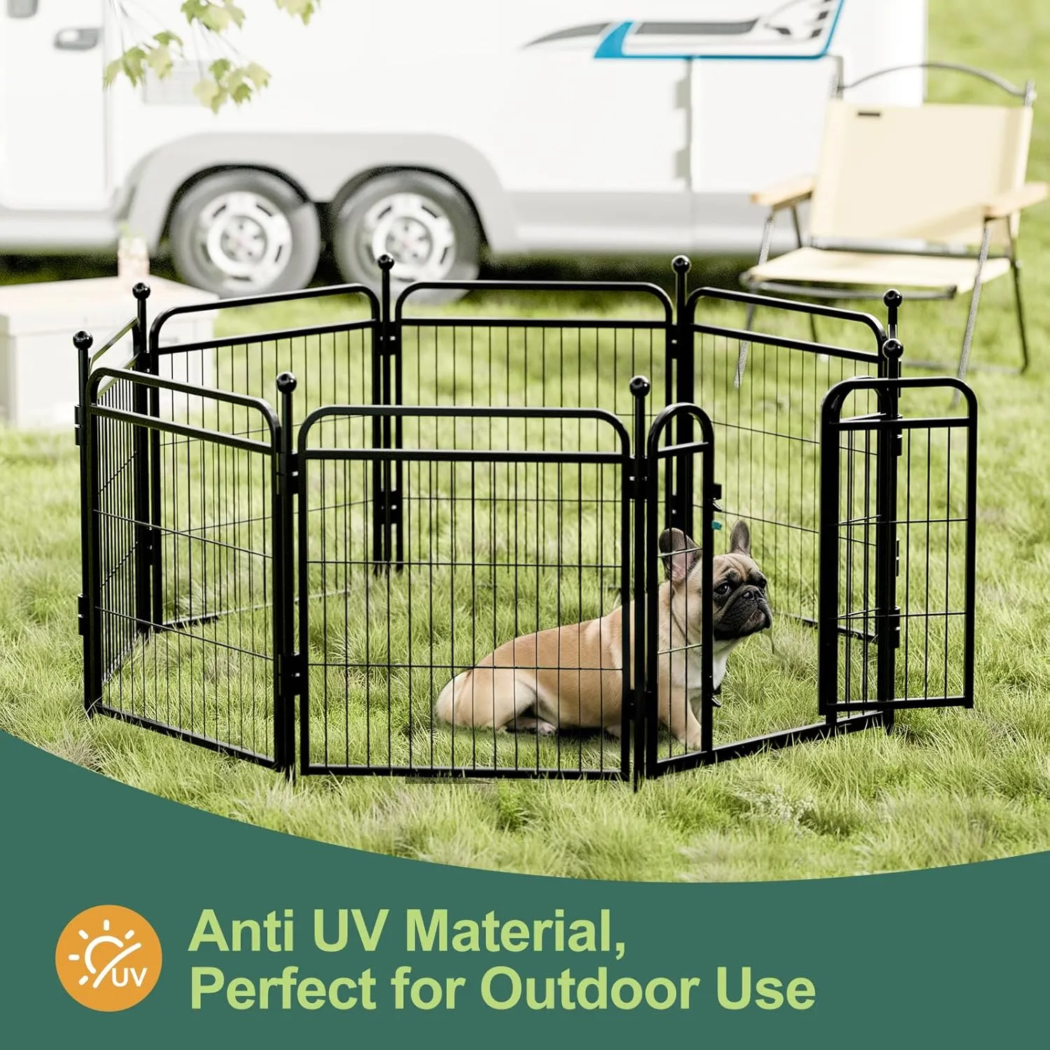 Gardner Pet Dog Playpens, 32" H 8 Panels Dog Pen Outdoor/Indoor Dog Fence Exercise Pen for Small/Medium/Large Dogs, Foldable Pet Play Yard Gate with Gravity Automatic Lock, Pet Playpen, Black