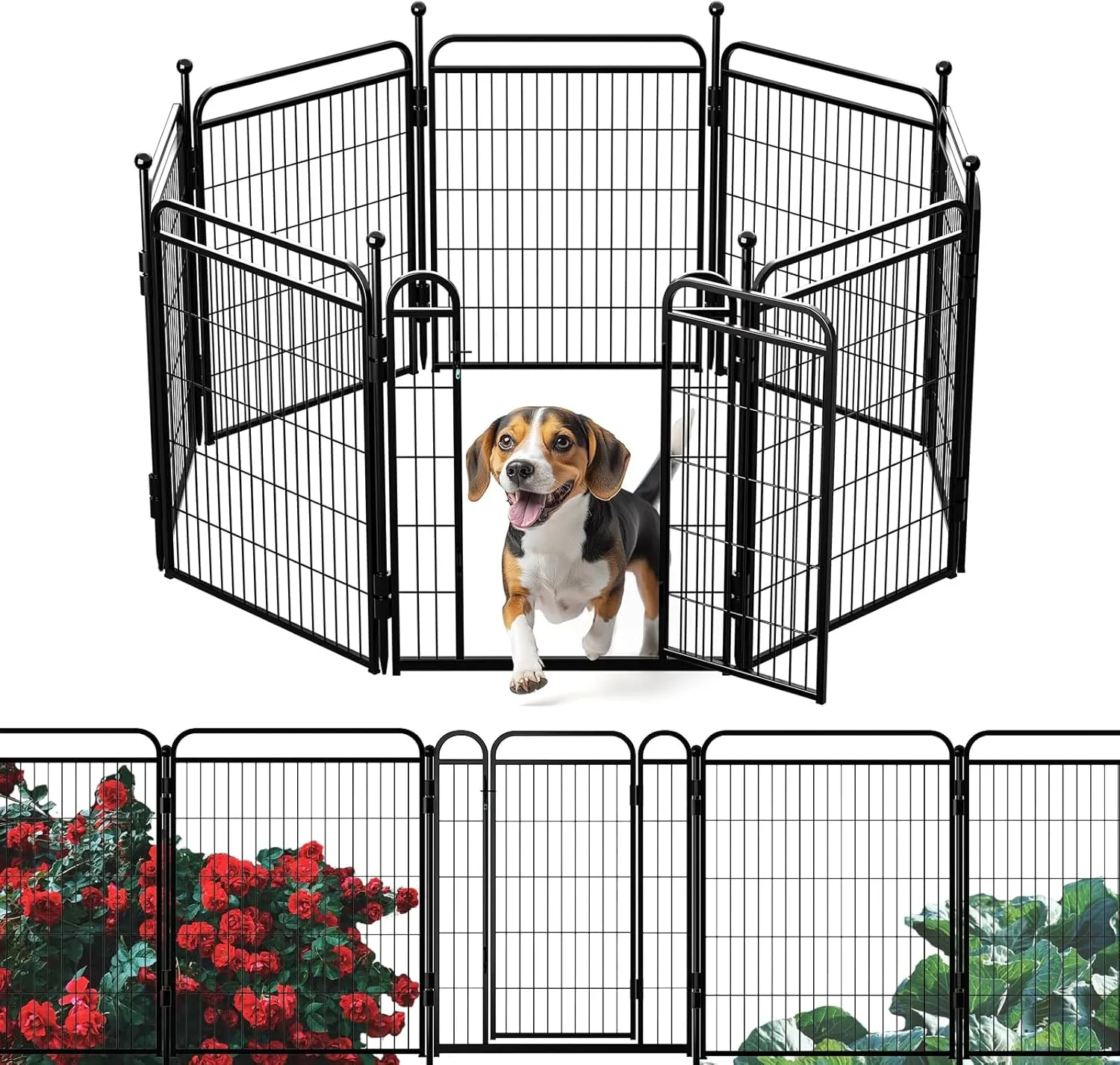 Gardner Pet Dog Playpens, 32" H 8 Panels Dog Pen Outdoor/Indoor Dog Fence Exercise Pen for Small/Medium/Large Dogs, Foldable Pet Play Yard Gate with Gravity Automatic Lock, Pet Playpen, Black