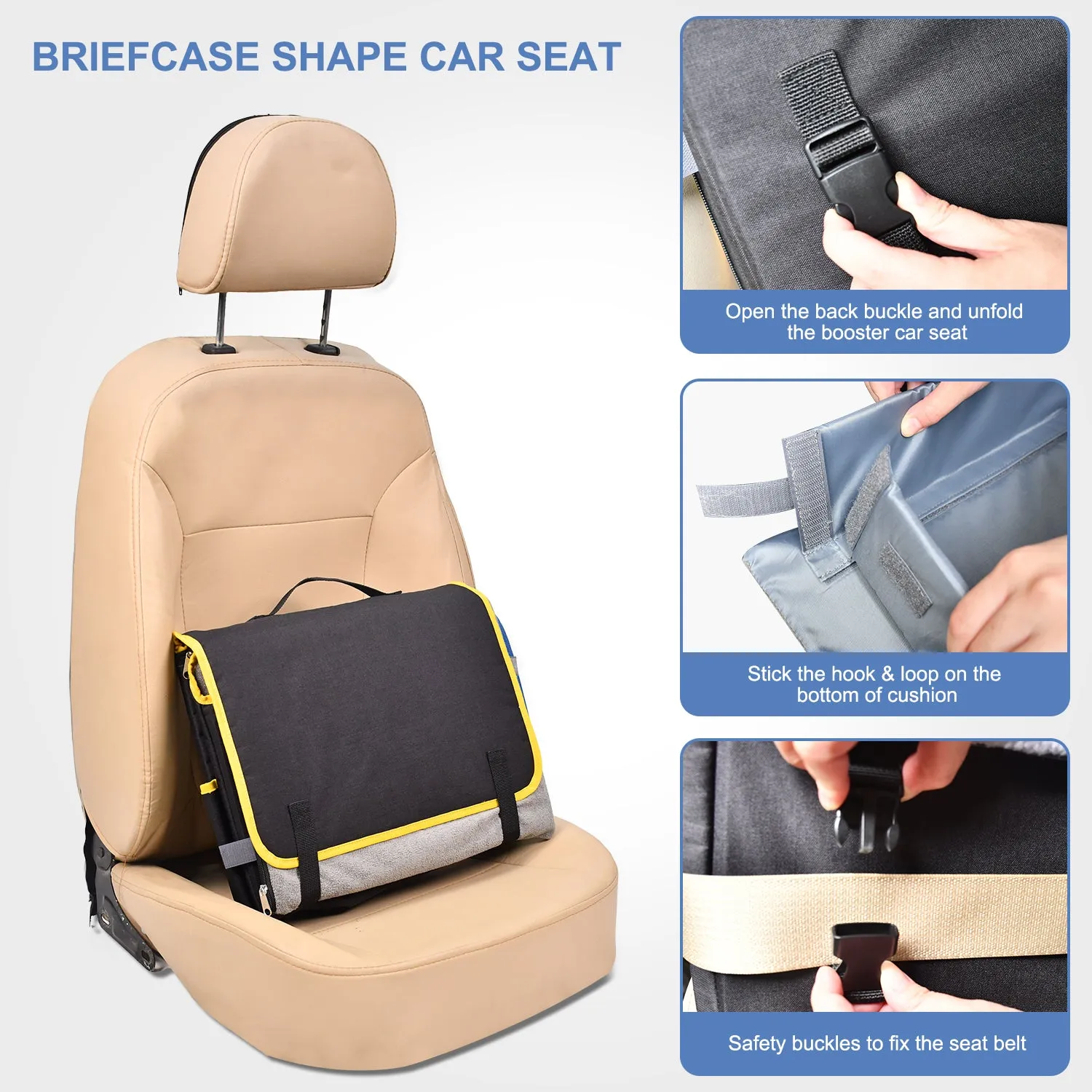GOOPAWS Dog Car Seat for Small or Medium Dogs, Portable Dog Car Travel Bed with Clip-On Safety Leash, Briefcase Shape Waterproof Dog Booster Car Seat, Suitable for Pets Up to 25lbs, Black, 16''