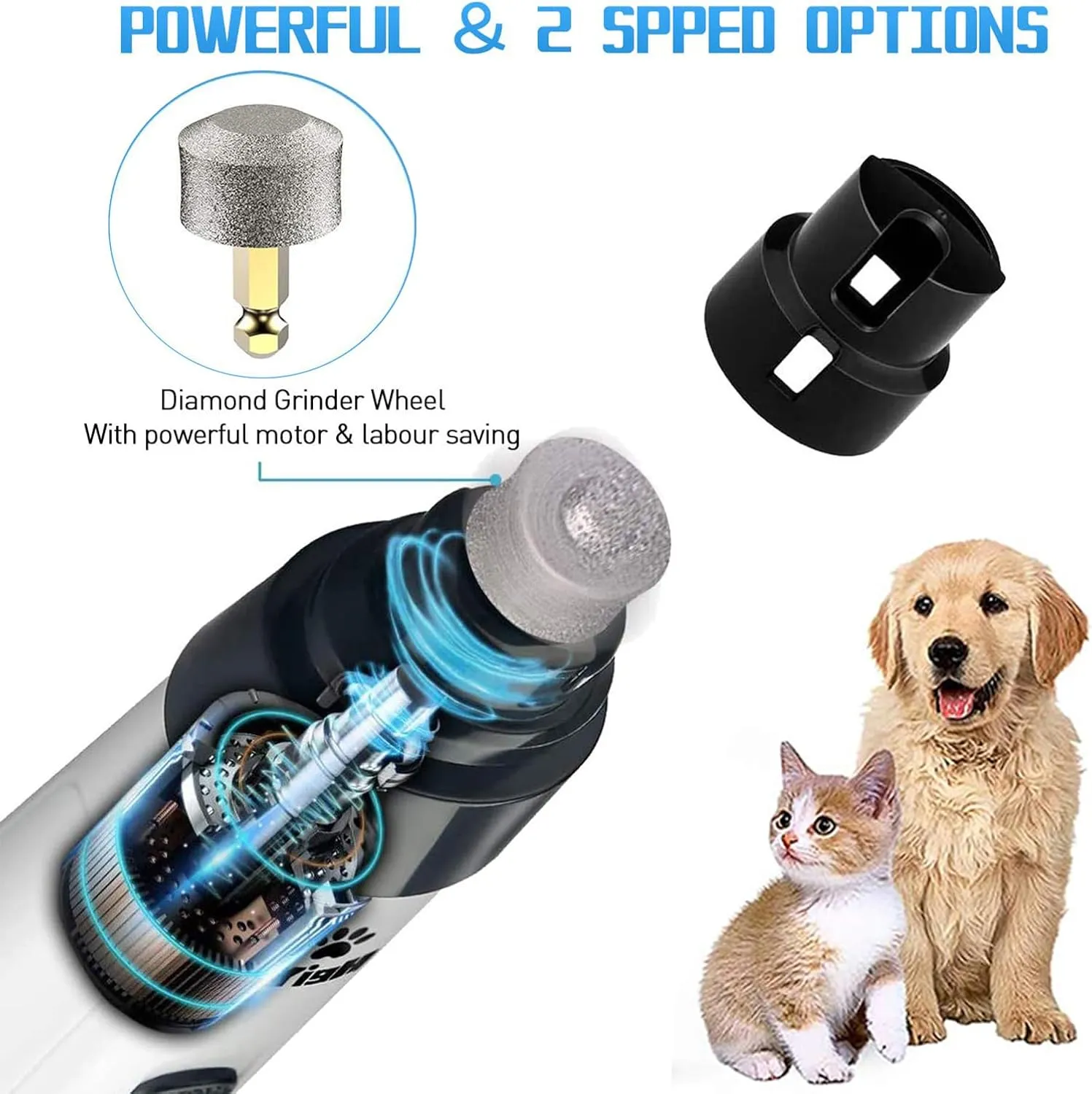 Heusom Silent Groom Pro Nail Grinder,2025 New Heusom Dog Nail Trimmer,Heusom Dog Nail Grinder,Rechargeable USB Charging Pet Nail Grinder,Heusom Silent Groom Pro for Dogs (#C)