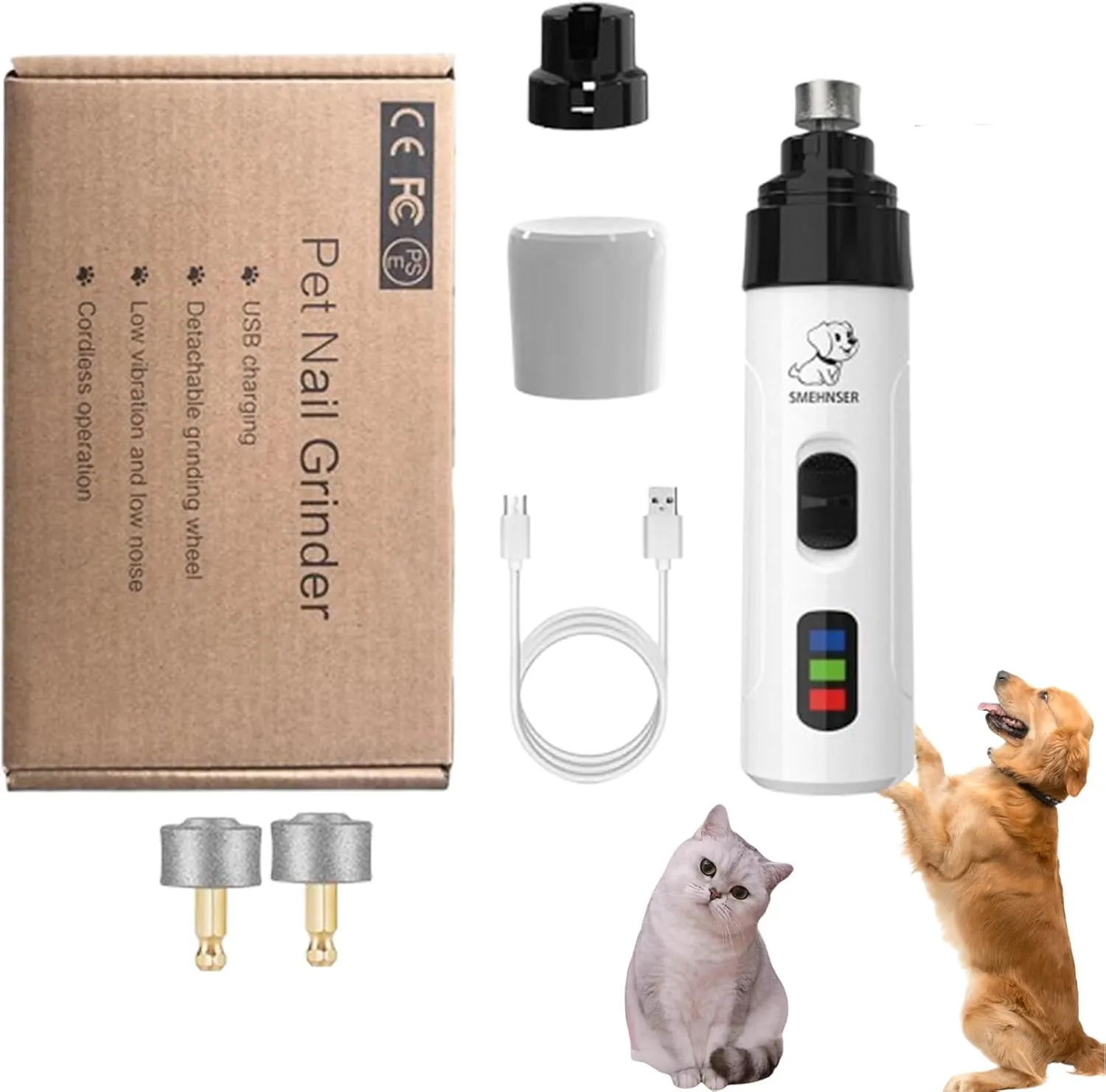 Heusom Silent Groom Pro Nail Grinder,2025 New Heusom Dog Nail Trimmer,Heusom Dog Nail Grinder,Rechargeable USB Charging Pet Nail Grinder,Heusom Silent Groom Pro for Dogs (#C)