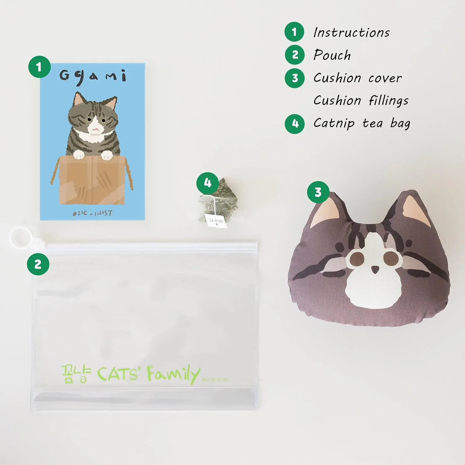 Interactive Catnip Toy for Indoor Cats  Refillable, Bite-Resistant, Handmade in Korea with Natural Catnip for Active Play & Exercise(Kkuji)