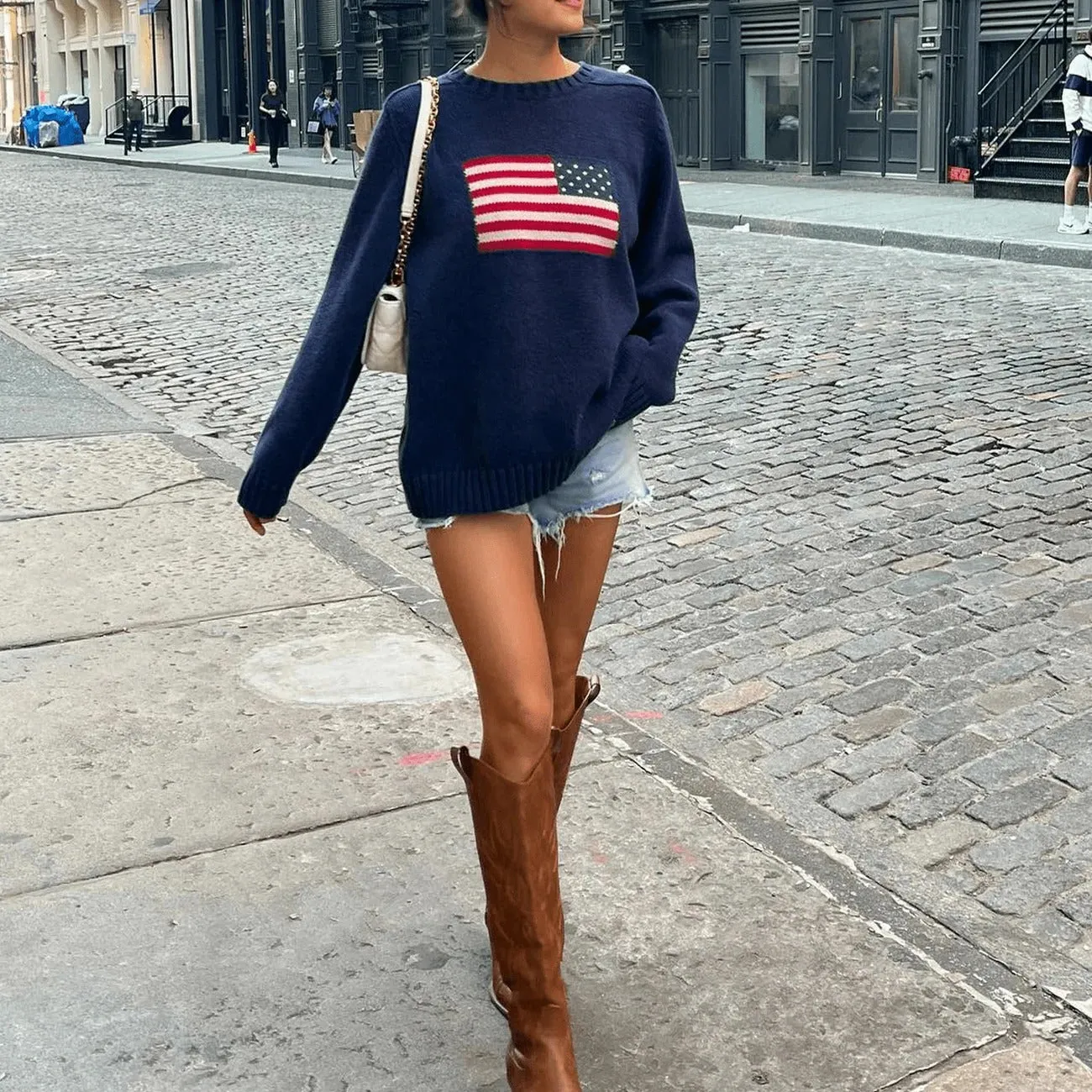 Knitted Sweater - American Flag