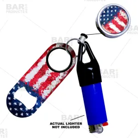 Kolorcoat™ Mini Opener, Reel and Lighter Leash® Clug SET - U.S. Grunge Flag