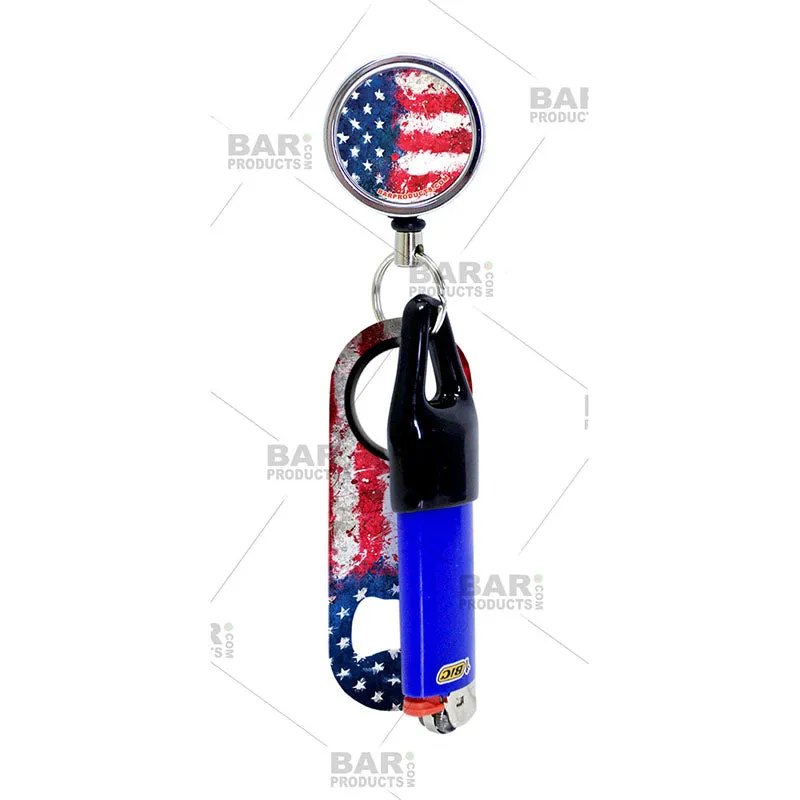 Kolorcoat™ Mini Opener, Reel and Lighter Leash® Clug SET - U.S. Grunge Flag