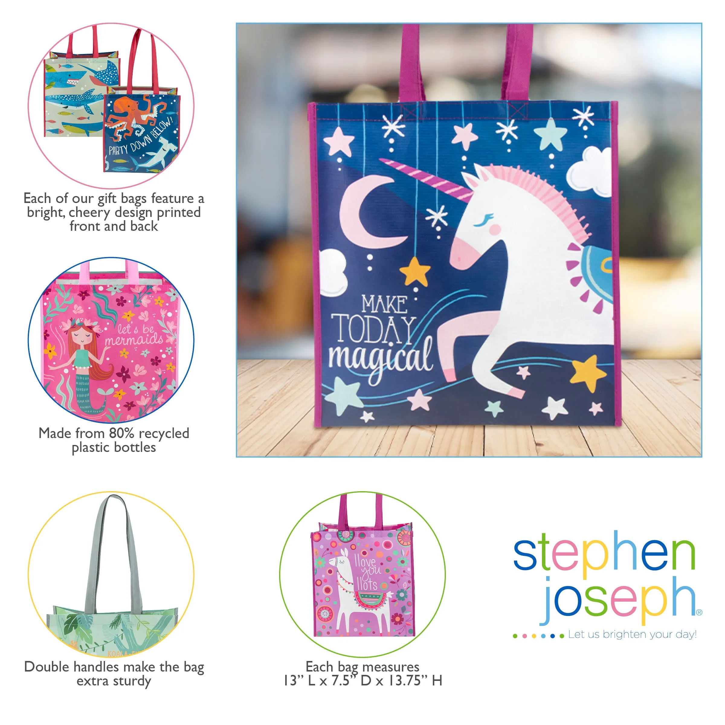 Large Recycled Gift Bags - Llama