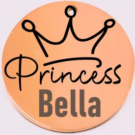 Laser Engraved Stainless Steel Pet Name Tags Personalized on Both Sides for Pet Collar - Dog ID Tag, Dog Name Tag, Cat ID Tag, Cat Name Tag (Rose Gold - Princess, Small)
