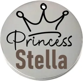 Laser Engraved Stainless Steel Pet Name Tags Personalized on Both Sides for Pet Collar - Dog ID Tag, Dog Name Tag, Cat ID Tag, Cat Name Tag (Silver - Princess, Small)