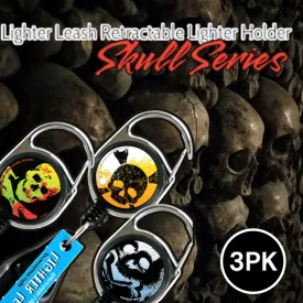 Lighter Leash Retractable Lighter Holder -Skull Series - Standard Size - 3PK