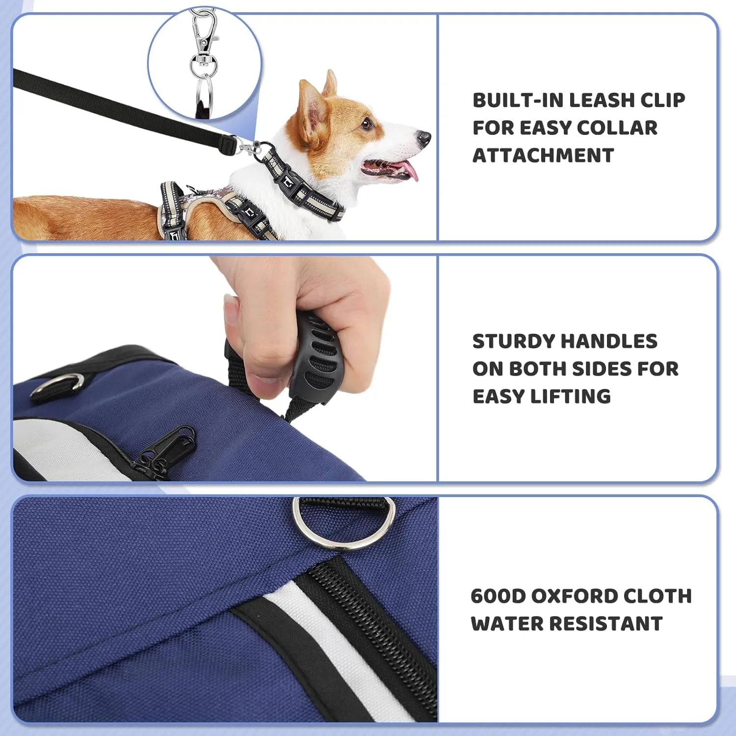Magshion 4 Wheels Pet Stroller for Medium Dogs up to 45lbs, Foldable Travel Jogger w/Detachable Carrier, Breathable Mesh, Storage Pocket, Navy Blue Soft Dog Crate