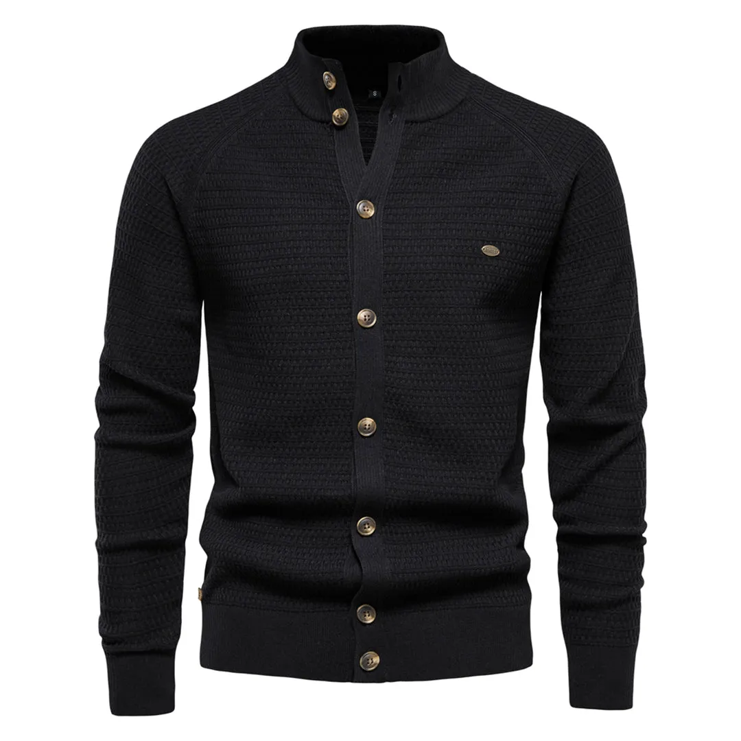 Men's Classic Cotton Knitted Long Sleeve Jumper with Button Detail | Ideal for Autumn/Winter