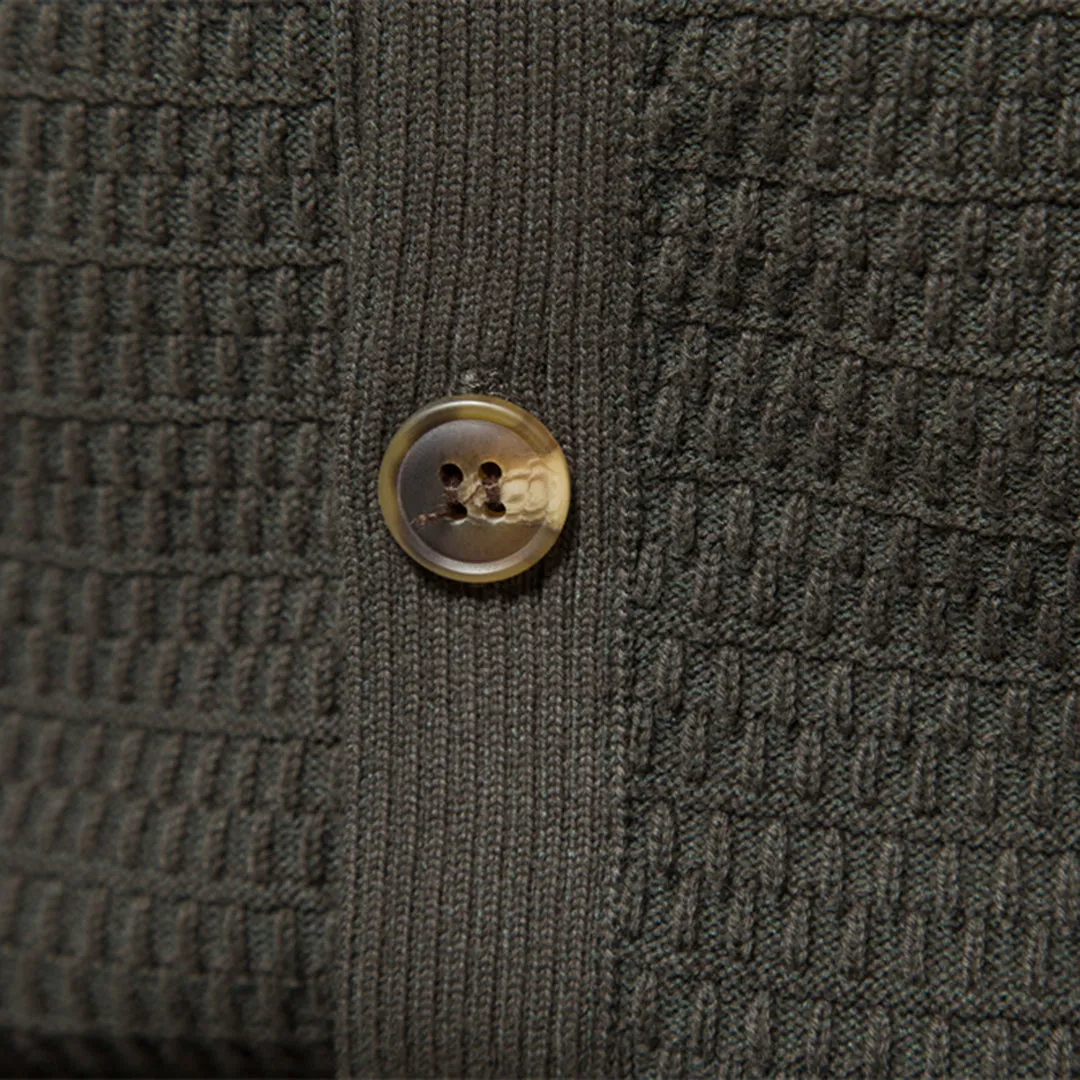 Men's Classic Cotton Knitted Long Sleeve Jumper with Button Detail | Ideal for Autumn/Winter