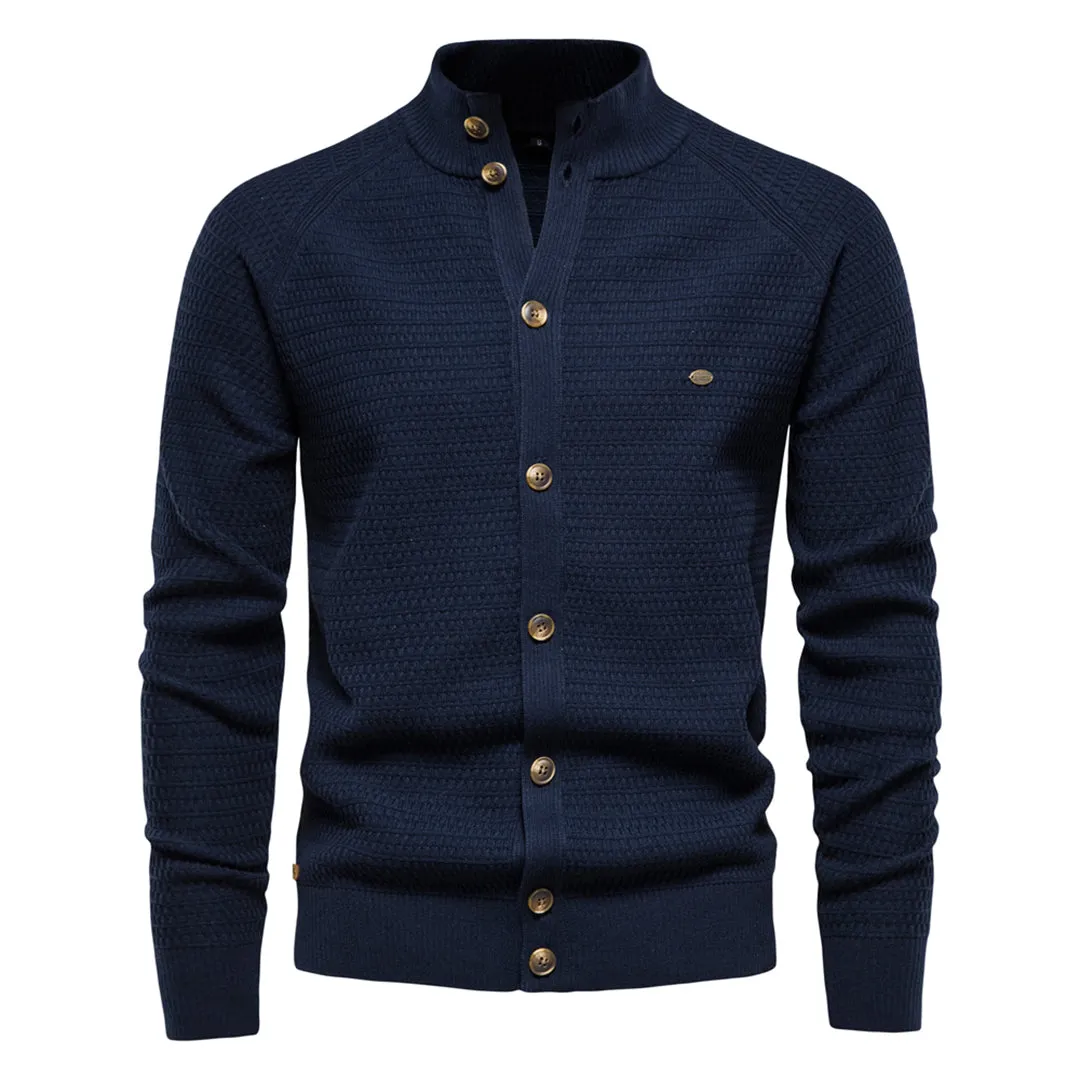 Men's Classic Cotton Knitted Long Sleeve Jumper with Button Detail | Ideal for Autumn/Winter
