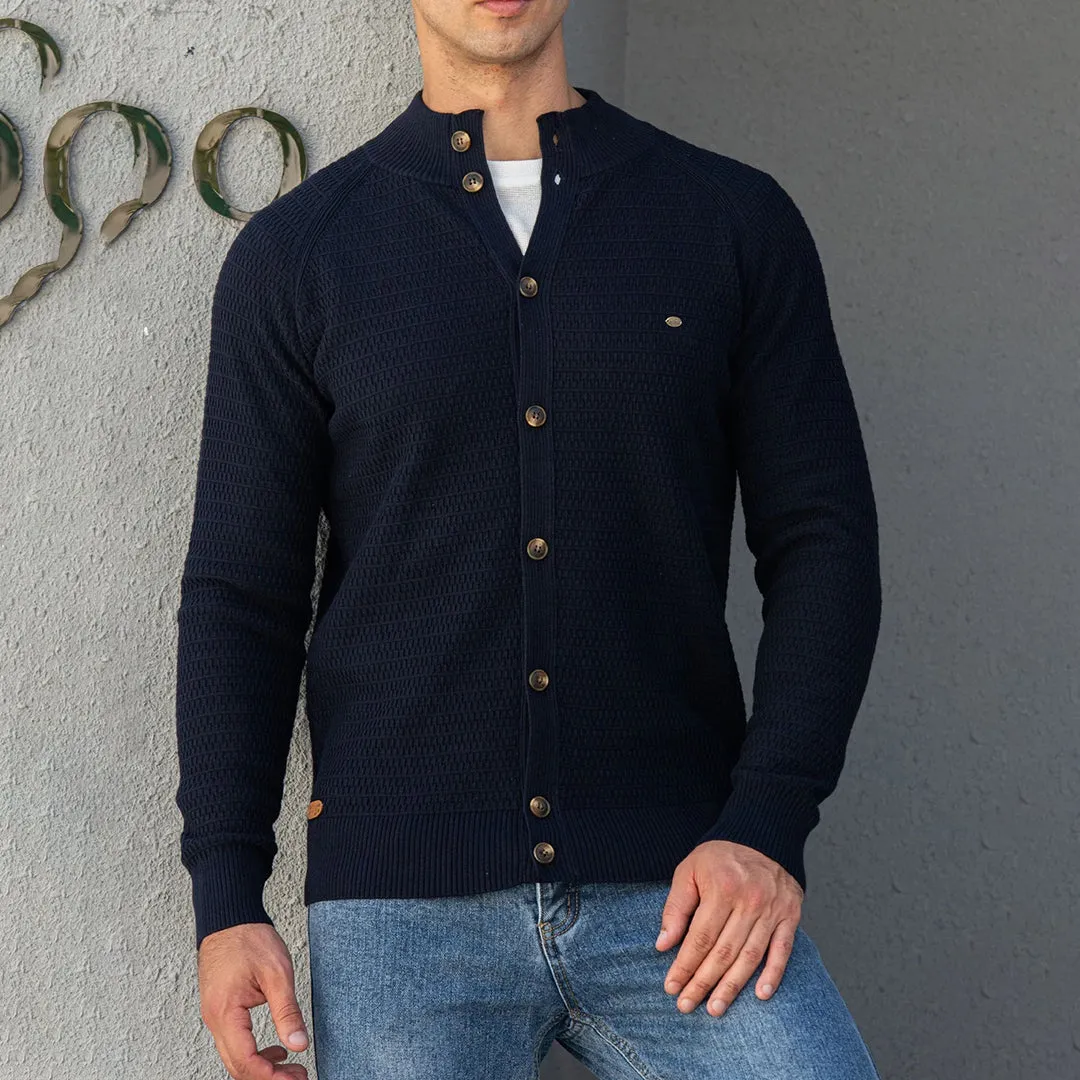 Men's Classic Cotton Knitted Long Sleeve Jumper with Button Detail | Ideal for Autumn/Winter
