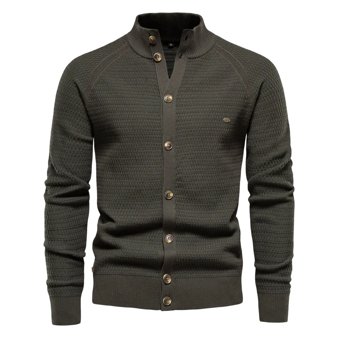 Men's Classic Cotton Knitted Long Sleeve Jumper with Button Detail | Ideal for Autumn/Winter