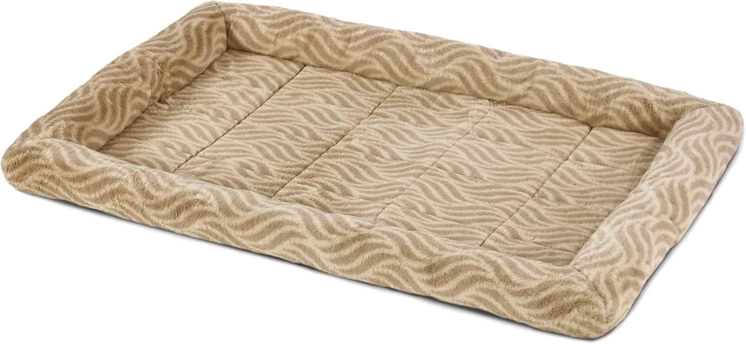 MidWest Homes for Pets QuiteTime Deluxe Wave Bolster Bed for Large Dogs; Easily Machine Wash and Dry; Tan; 42"; 40242-WVTN