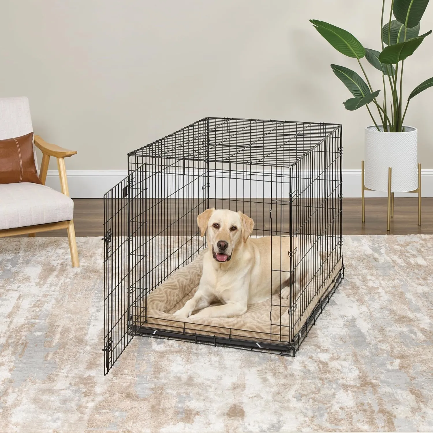 MidWest Homes for Pets QuiteTime Deluxe Wave Bolster Bed for Large Dogs; Easily Machine Wash and Dry; Tan; 42"; 40242-WVTN