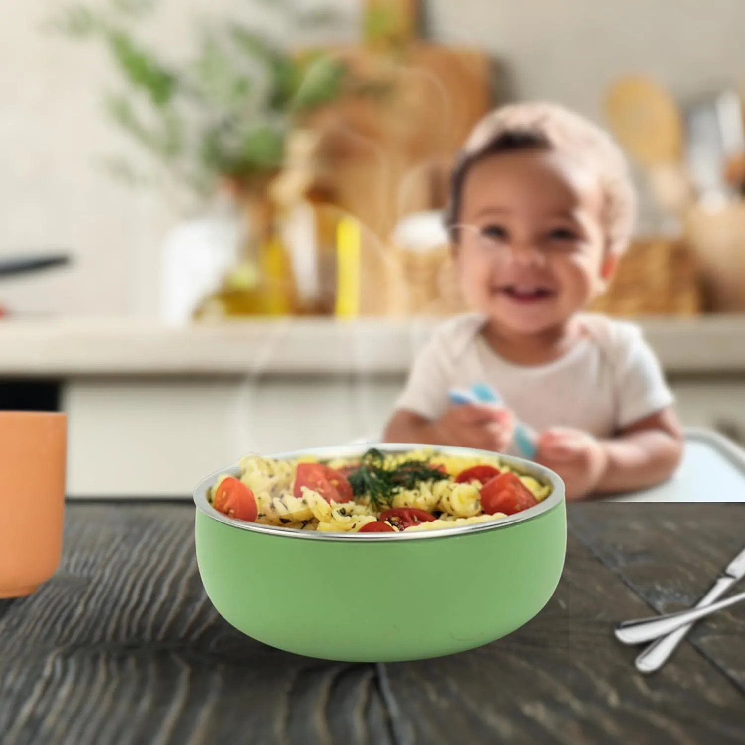 Monkey Proof Non-Toxic Stainless Steel Child Bowl 5 with Non-Slip Silicone Shell, Multi-color, (Set of 4 bowls) Unbreakable, Mess Free Feeding for Babies, Toddlers, Kids, BPA free