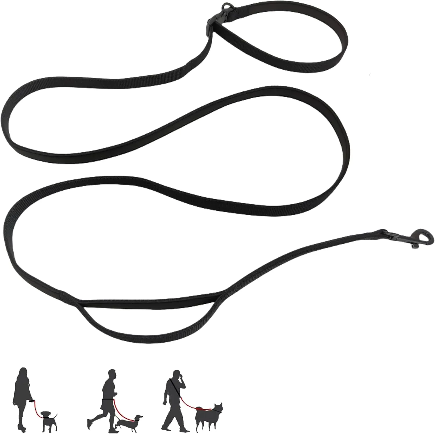 Multifunctional Dog Leash with Extra Handle -4 in 1 Hands-Free Adjustable Dog Leash for Jogging, Walking, Running - Fits Small and Medium-Sized Dogs (Black, M)