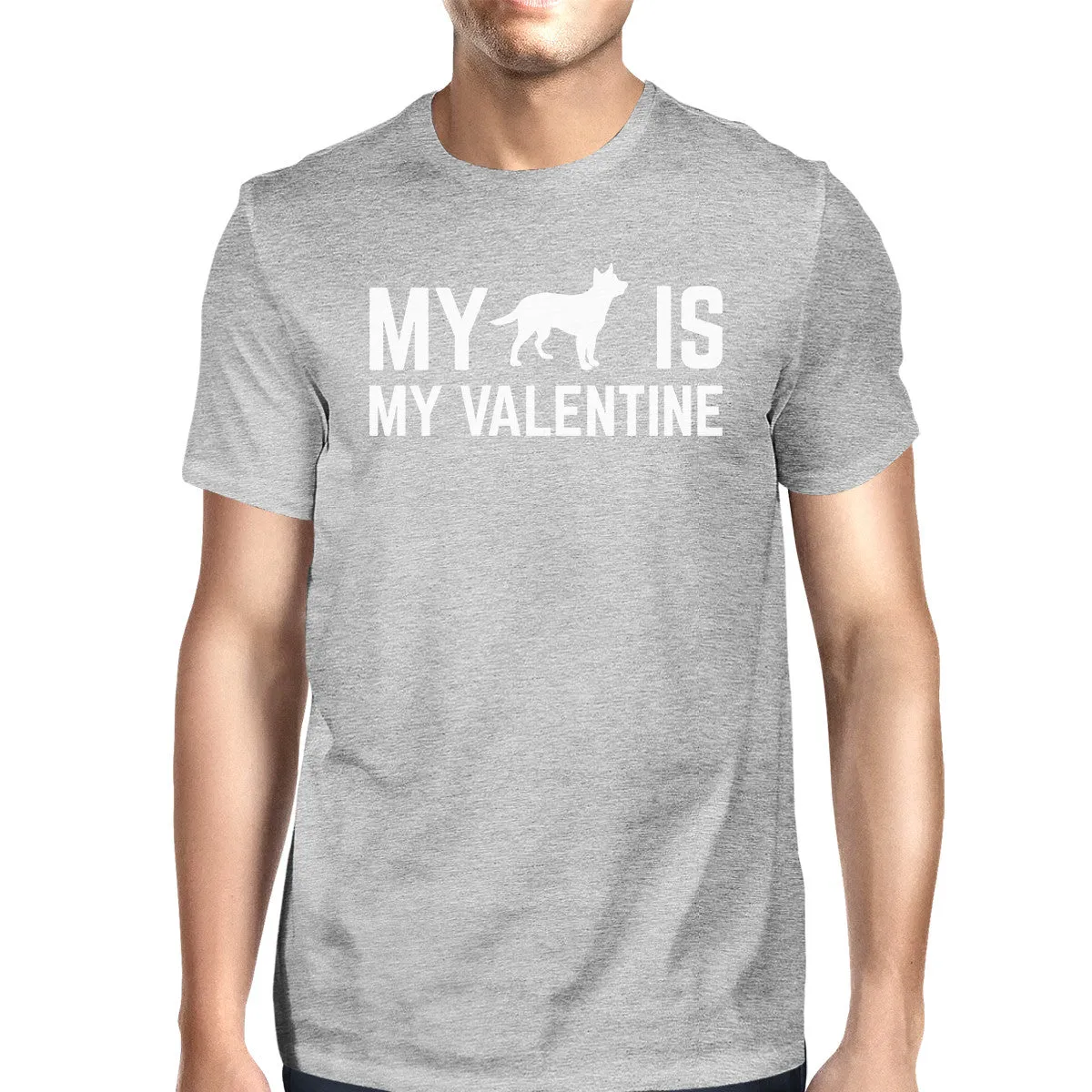 My Dog My Valentine Men's Heather Grey T-shirt Creative V-day Gifts