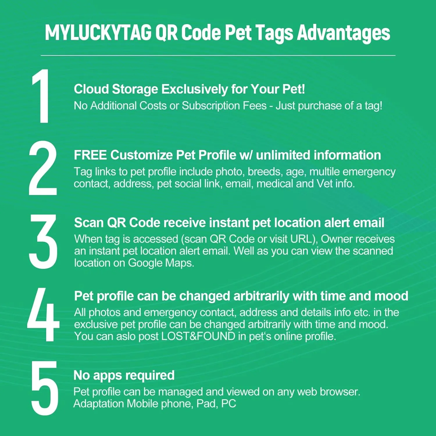 MYLUCKYTAG Personalized Pet ID Tags Dog Tags - Silent Silicone QR Code ID Tags - Pet Online Profile - Send Pet Location Alert Email When Scanning, 1.18 inch
