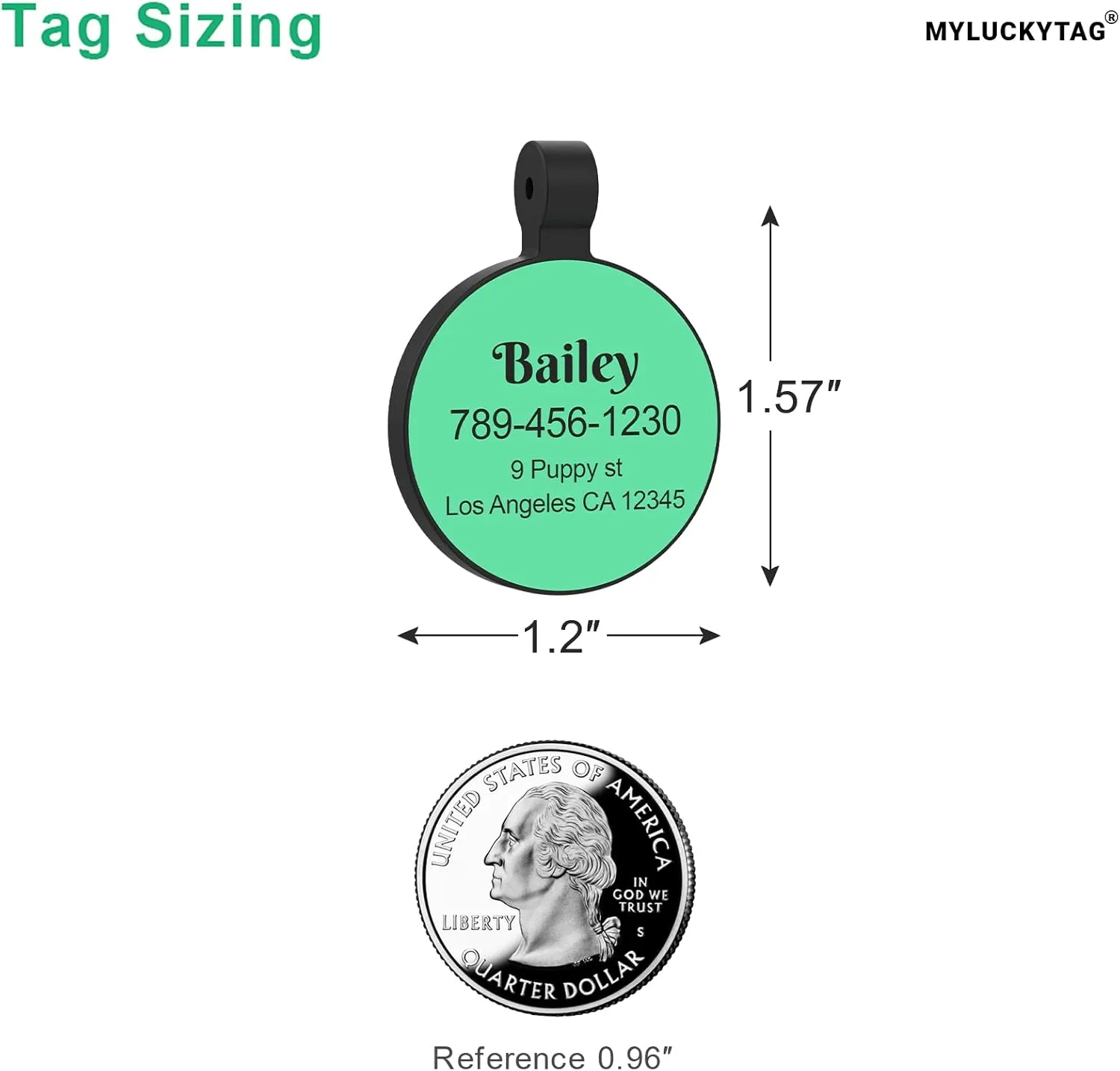 MYLUCKYTAG Personalized Pet ID Tags Dog Tags - Silent Silicone QR Code ID Tags - Pet Online Profile - Send Pet Location Alert Email When Scanning, 1.18 inch