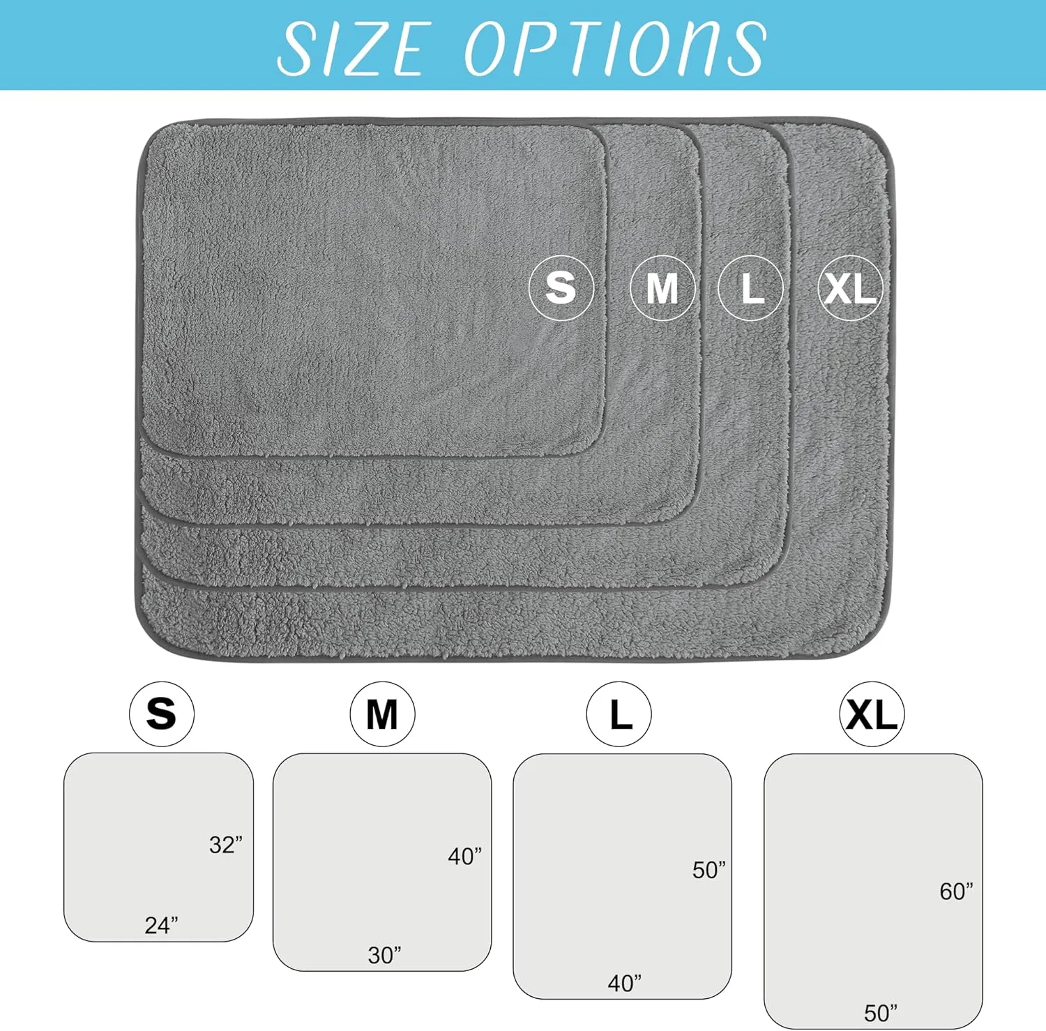 NICETOWN Waterproof Dog Blanket Bed Cover Sherpla Fleece Cozy Plush Bed Large Dog Blanket for Couch Sofa Floor Protecting, Pet Day for Present, 50" W x 60" L, Light Grey