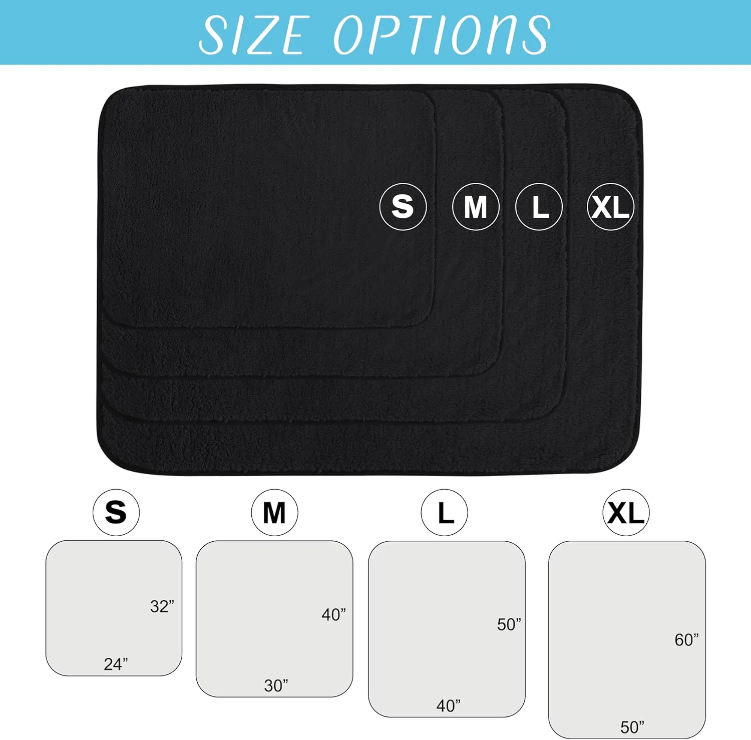 NICETOWN Waterproof Fleece Dog Blanket, Pet Blanket Medium Large Dogs, Sherpa Fleece Throw Bed Couch Protector Indoor Cat Puppy Kitten, Reversible Warm Soft Fuzzy, Pet Lovers Present, 50x60, Black