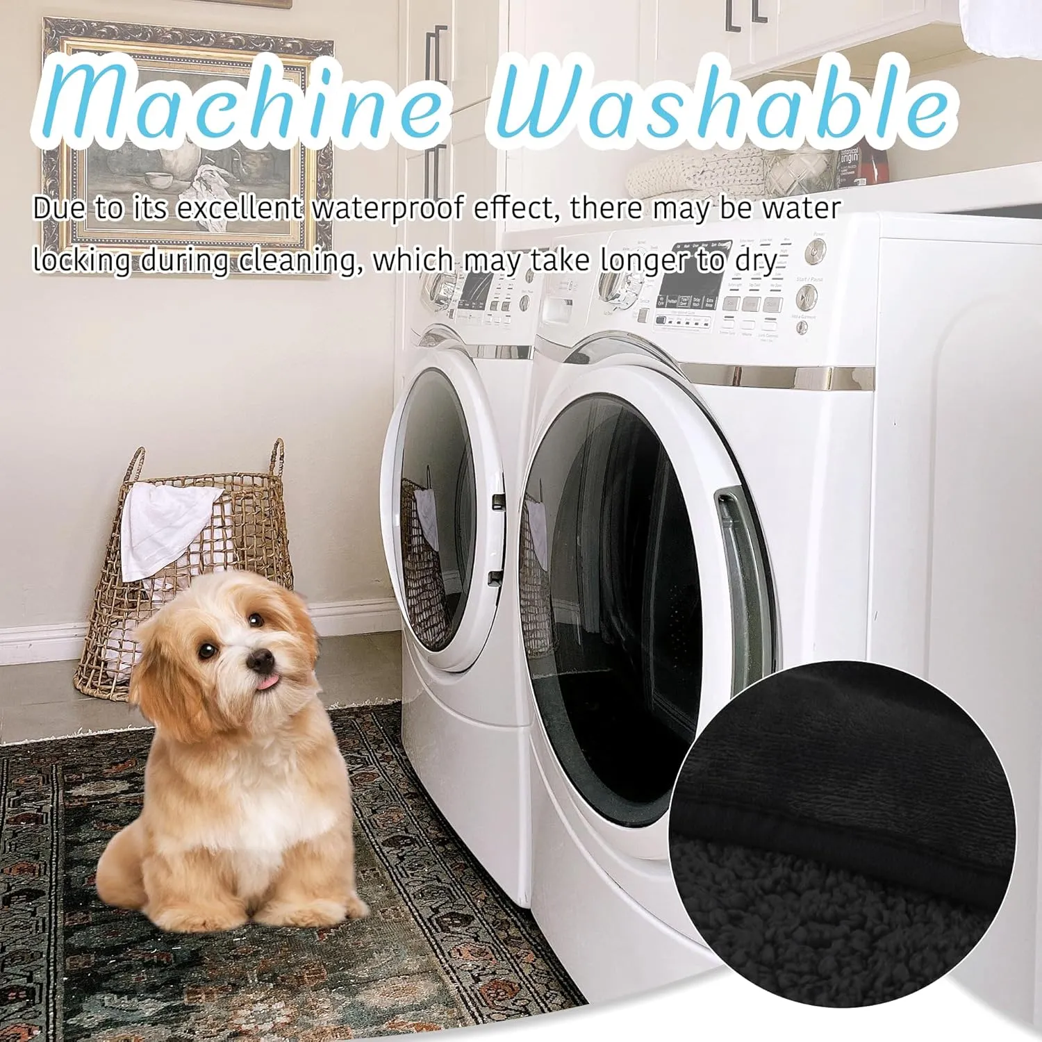 NICETOWN Waterproof Fleece Dog Blanket, Pet Blanket Medium Large Dogs, Sherpa Fleece Throw Bed Couch Protector Indoor Cat Puppy Kitten, Reversible Warm Soft Fuzzy, Pet Lovers Present, 50x60, Black