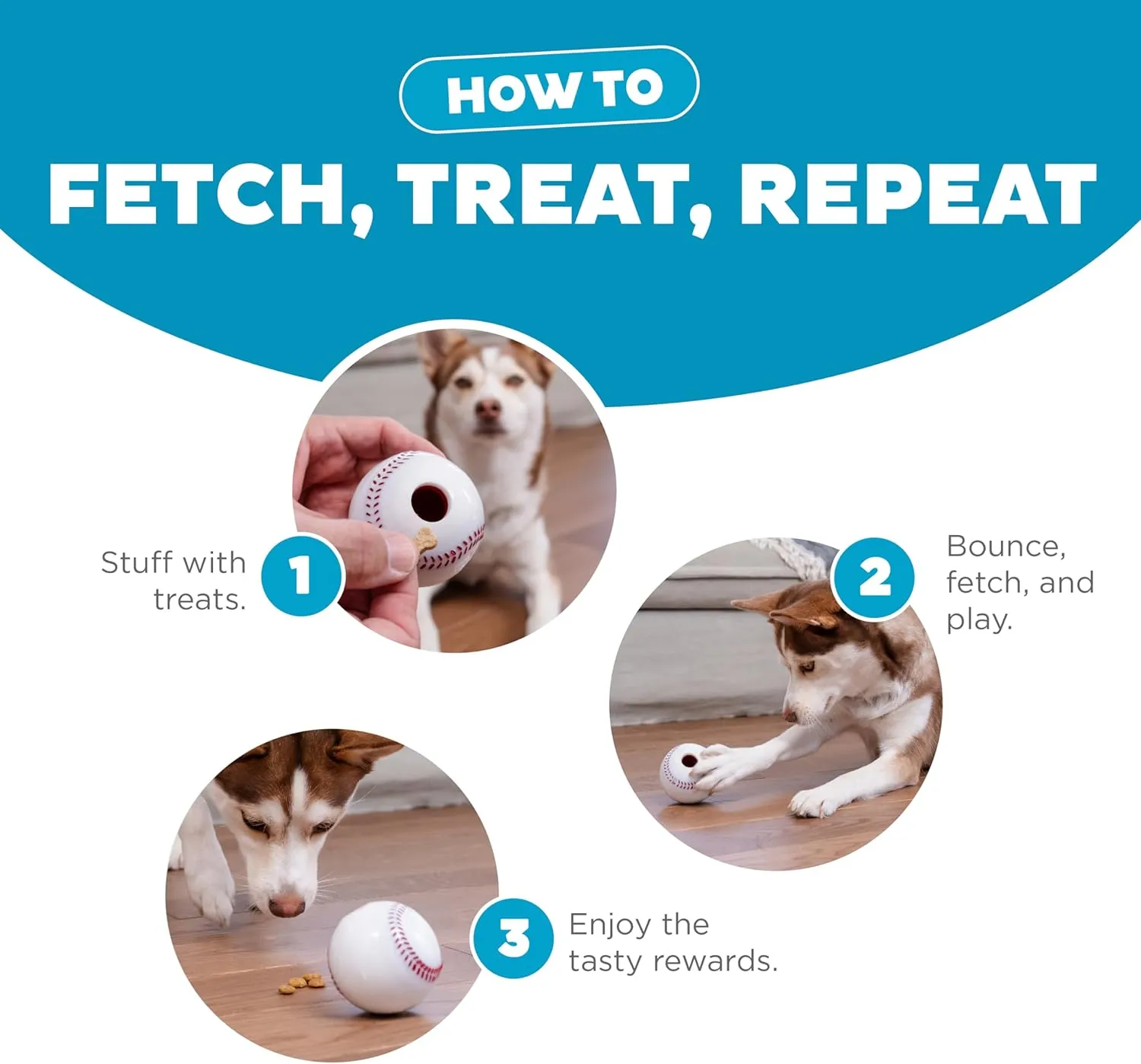 Outward Hound by Planet Dog Sport Ballz Baseball Treat-Dispensing Fetch Ball Dog Toy