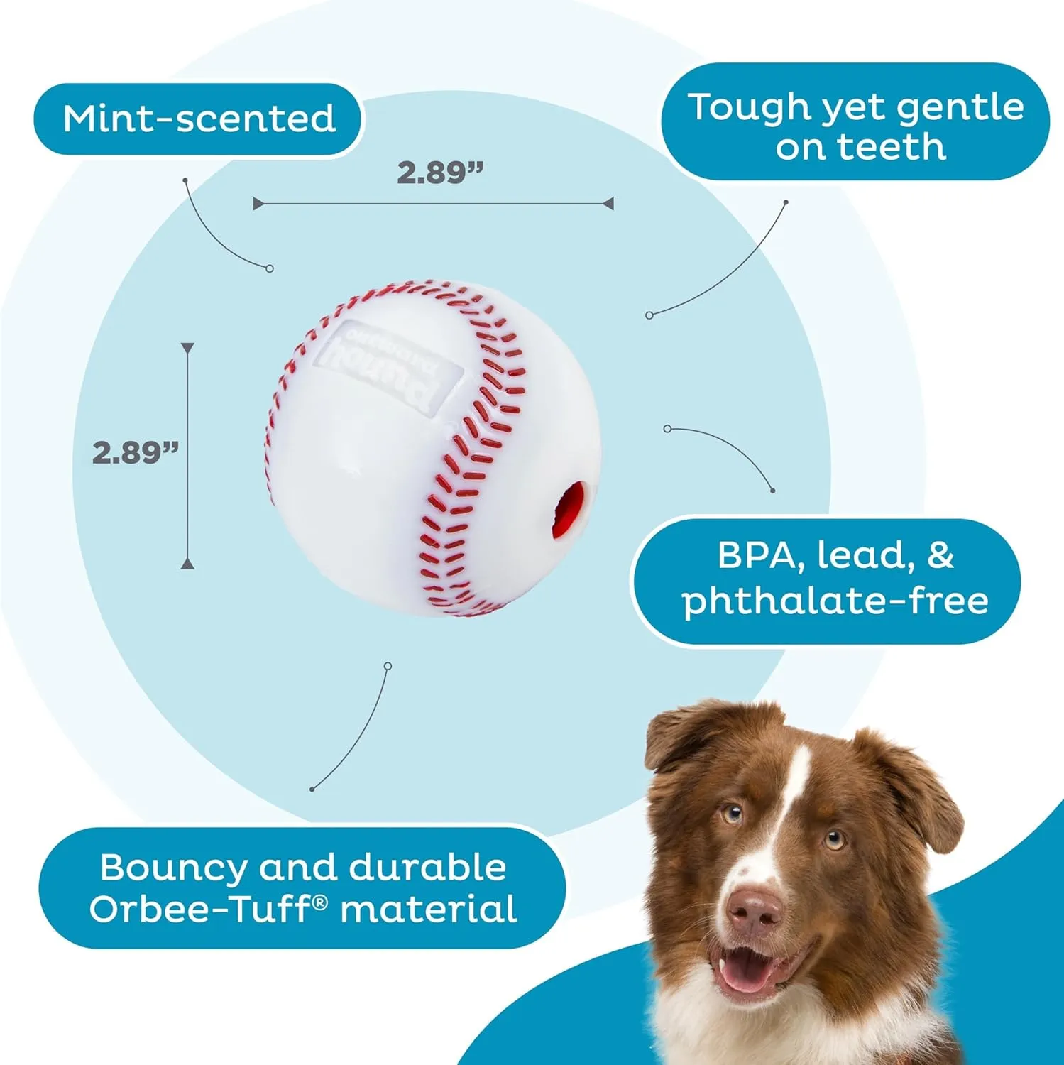 Outward Hound by Planet Dog Sport Ballz Baseball Treat-Dispensing Fetch Ball Dog Toy