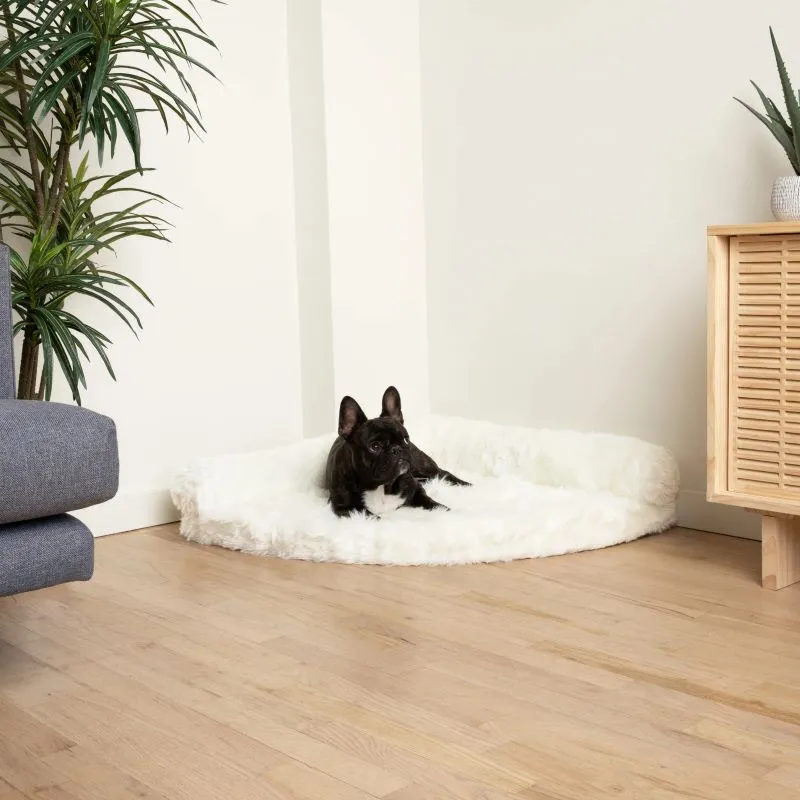 Paw Brands, PupRug™ Space Saver Memory Foam Corner Dog Bed, Polar White