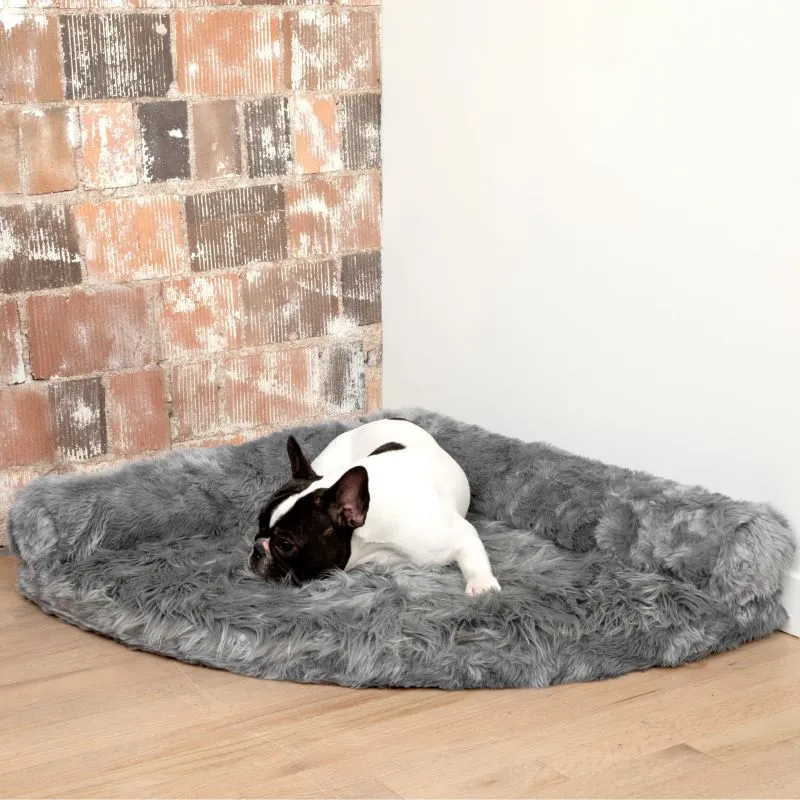 Paw Brands, PupRug™ Space Saver Memory Foam Corner Dog Bed, Polar White