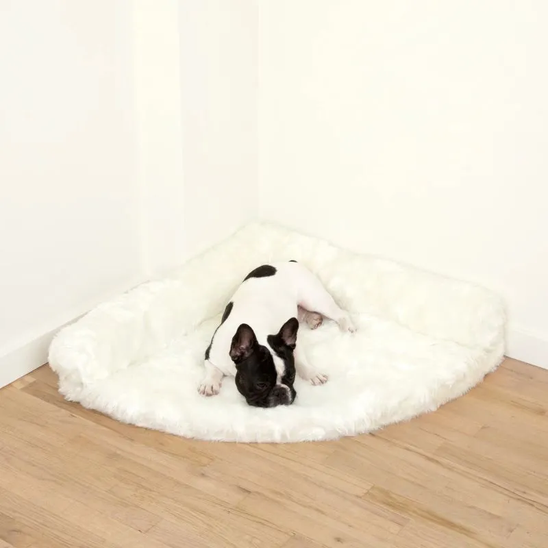 Paw Brands, PupRug™ Space Saver Memory Foam Corner Dog Bed, Polar White