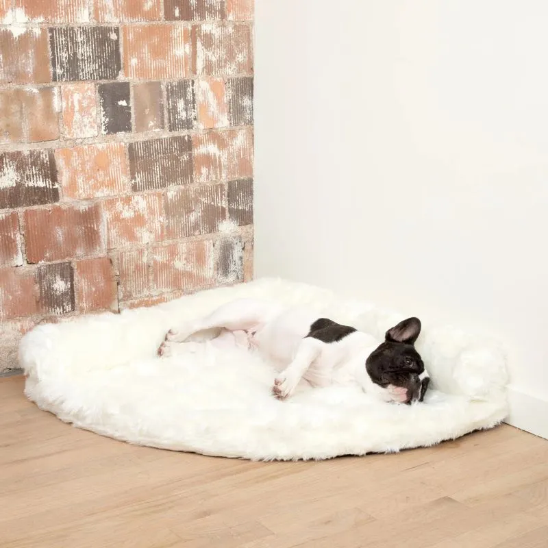 Paw Brands, PupRug™ Space Saver Memory Foam Corner Dog Bed, Polar White