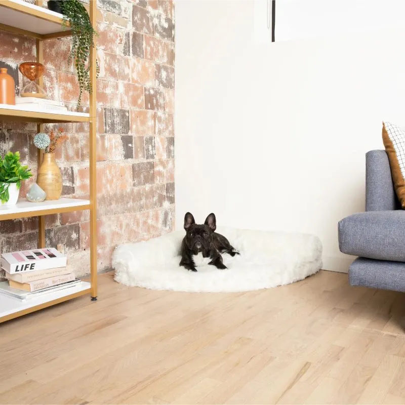 Paw Brands, PupRug™ Space Saver Memory Foam Corner Dog Bed, Polar White