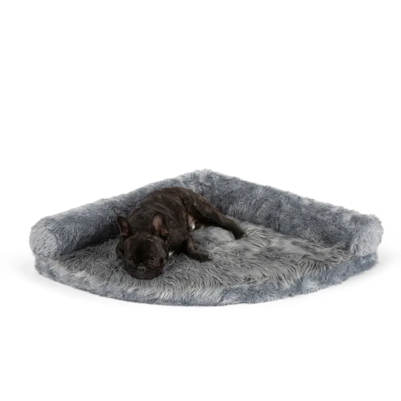 Paw Brands, PupRug™ Space Saver Memory Foam Corner Dog Bed, Polar White
