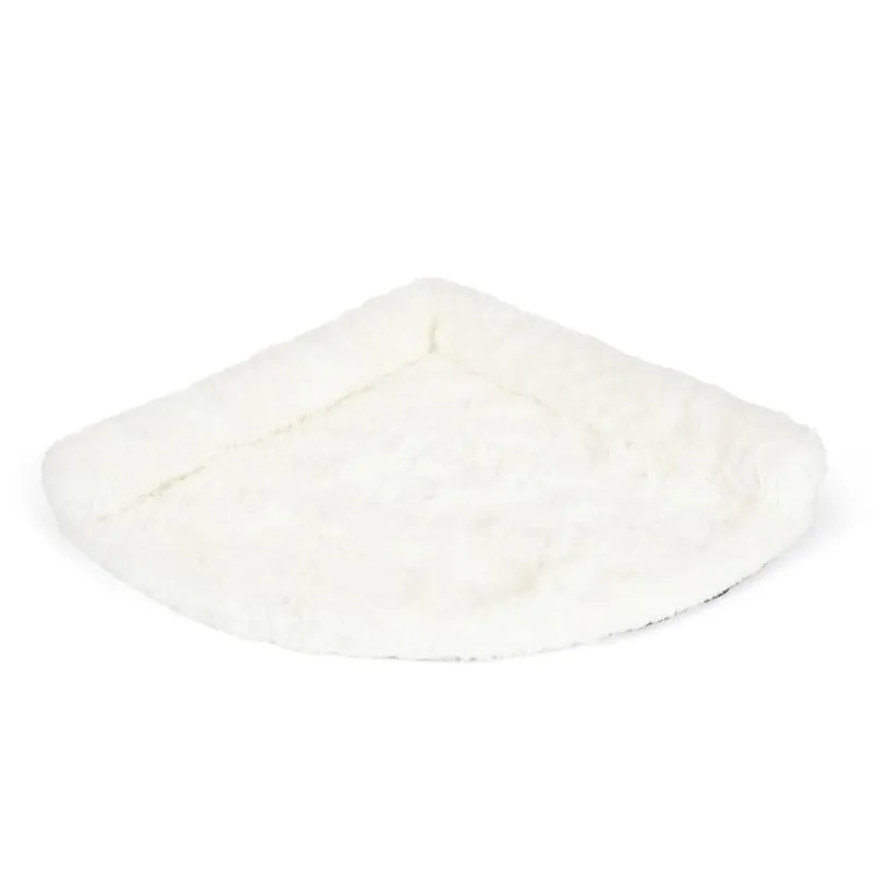 Paw Brands, PupRug™ Space Saver Memory Foam Corner Dog Bed, Polar White