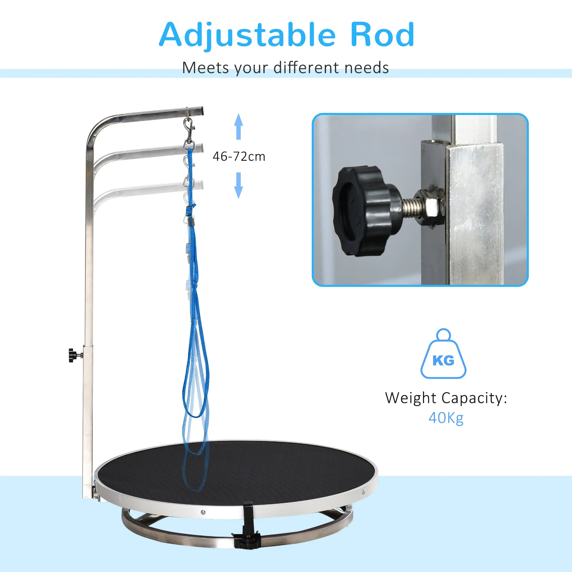 PawHut Rotatable Pet Grooming Table with Adjustable Arm Non-Slip Tabletop